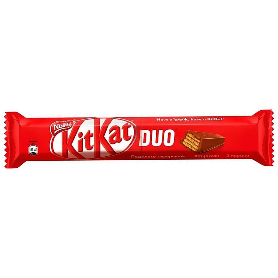 Батончик из молочного шоколада KitKat Duo с вафельной начинкой, 64 гр.